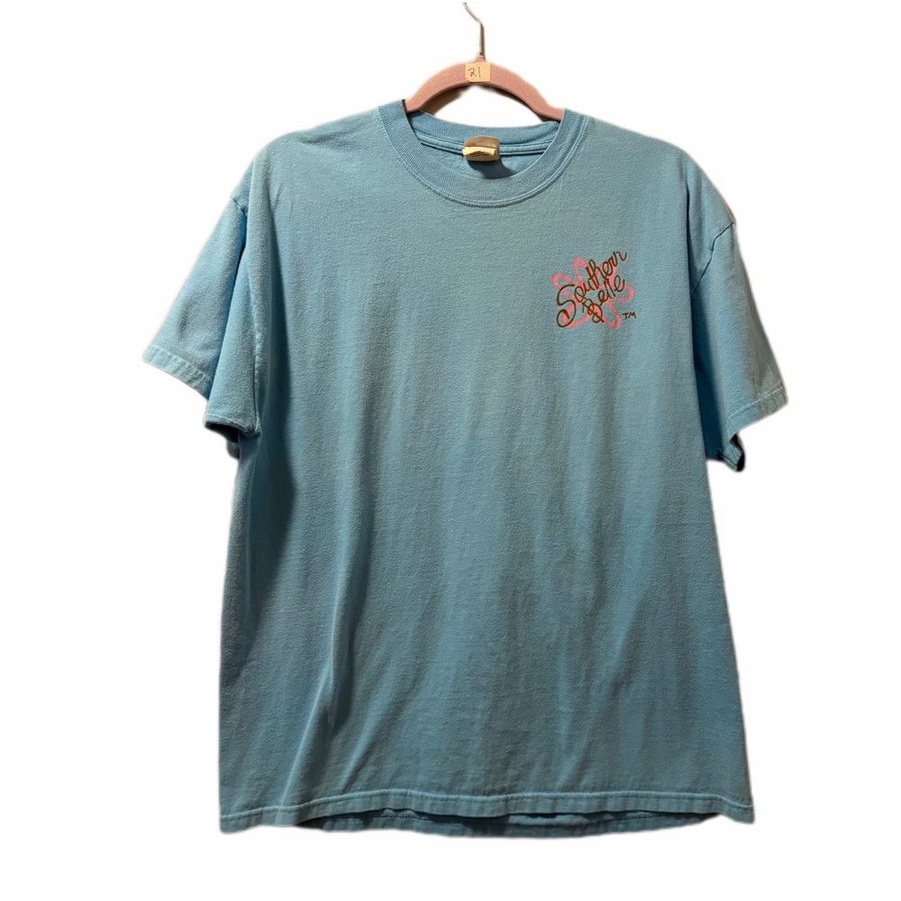 Southern Bell tee shirt short sleeve shirt blue has pilling